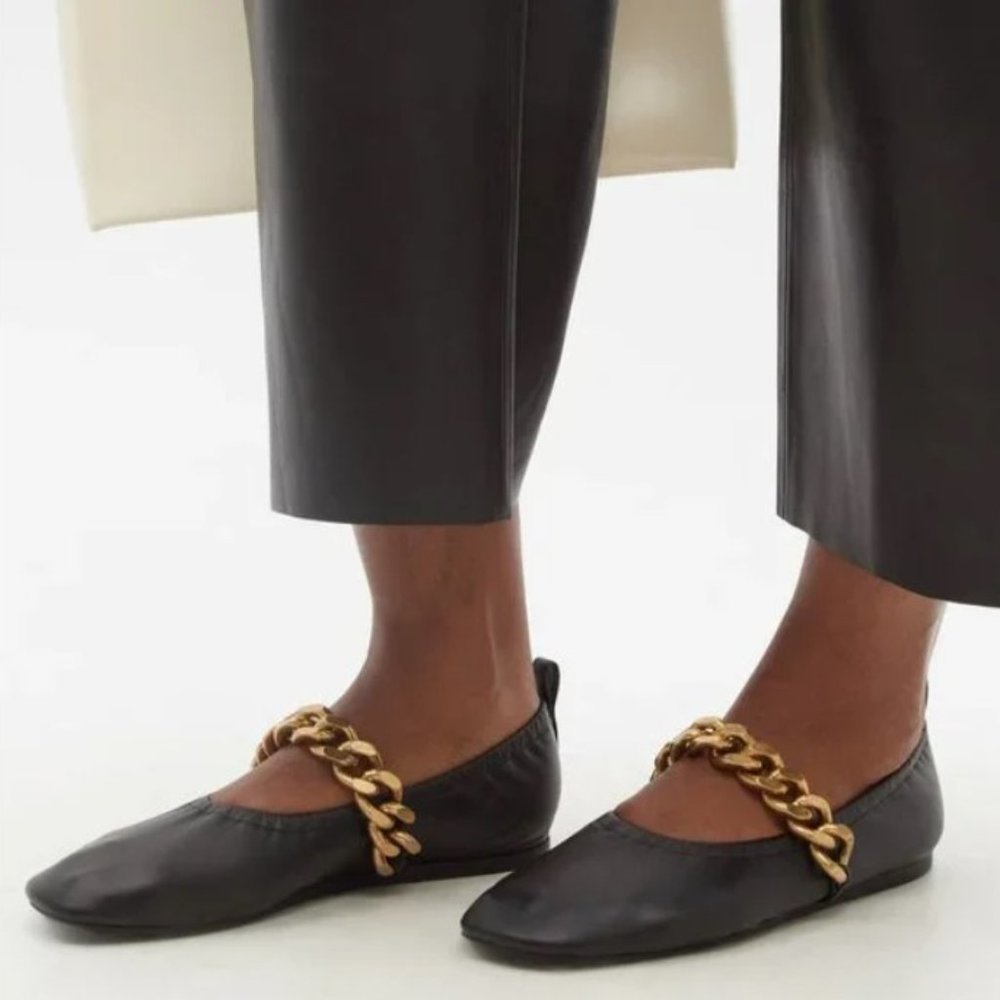 Black Falabella Chunky Chain Ballet Flats Stella McCartney